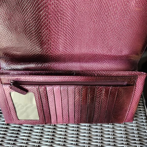 NORDSTROM ~ Pink Mauve Ombre ~ Snakeskin LEATHER Clutch HandBag Wallet ~ EUC - Picture 3 of 5